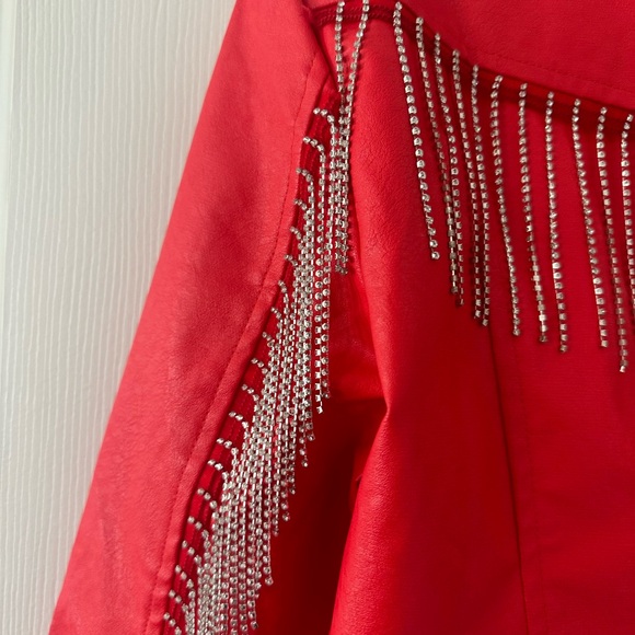 Faux Leather Rhinestone Jacket - Picture 5 of 6